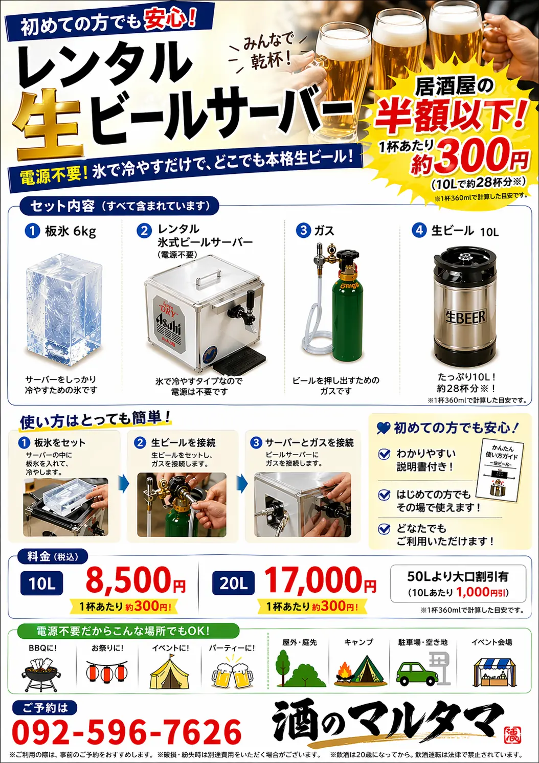 レンタル生ビールサーバーのセット内容と料金